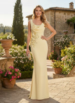 Jersey Mermaid Cowl Neck Mother of the Bride Dresses with 3D Flowers