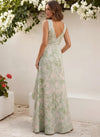 Jacquard A-Line V Neck Mother of the Bride Dresses with Ruffles