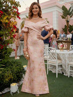 Jacquard A-Line Off Shoulder Pleated Mother of the Bride Dresses