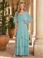 Chiffon A-Line Cowl Neck Mother of the Bride Dresses with Caps