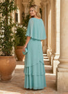 Chiffon A-Line Cowl Neck Mother of the Bride Dresses with Caps