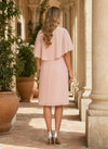 Chiffon A-Line Asymmetric Neck Mother of the Bride Dresses with Caps