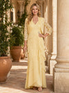 Chiffon A-Line V Neck Mother of the Bride Dresses with Jacket
