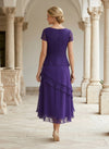 Chiffon A-Line Crew Neck Mother of the Bride Dresses with Applique