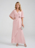 Chiffon A-Line V Neck Pleated Mother of the Bride Dresses