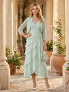 Chiffon A-Line V Neck Mother of the Bride Dresses with Jacket