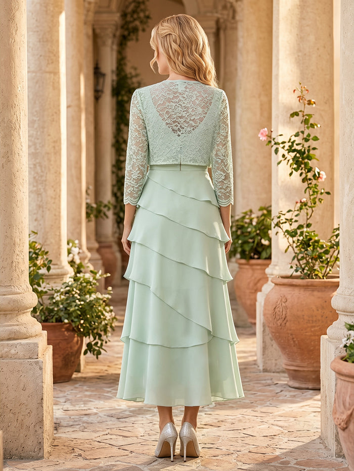 Chiffon A-Line V Neck Mother of the Bride Dresses with Jacket