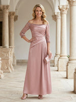 Chiffon A-Line Off Shoulder Mother of the Bride Dresses with Lace Applique