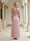 Chiffon A-Line Off Shoulder Mother of the Bride Dresses with Lace Applique
