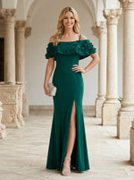 Chiffon Mermaid Spaghetti Straps Mother of the Bride Dresses with 3D Flowers