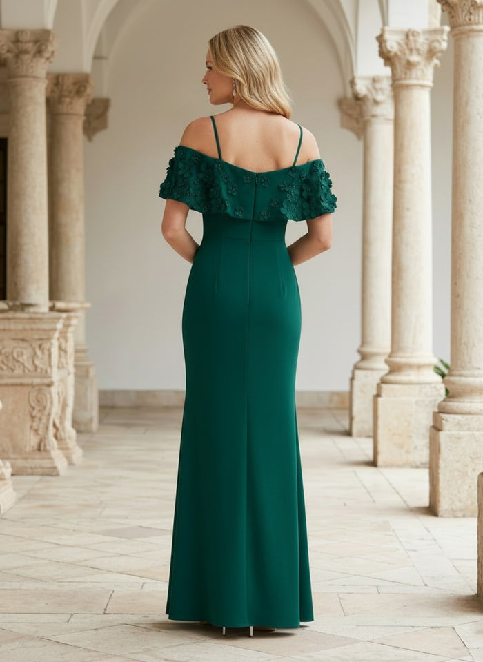 Chiffon Mermaid Spaghetti Straps Mother of the Bride Dresses with 3D Flowers