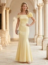Chiffon Mermaid Off Shoulder Mother of the Bride Dresses with 3D Flowers