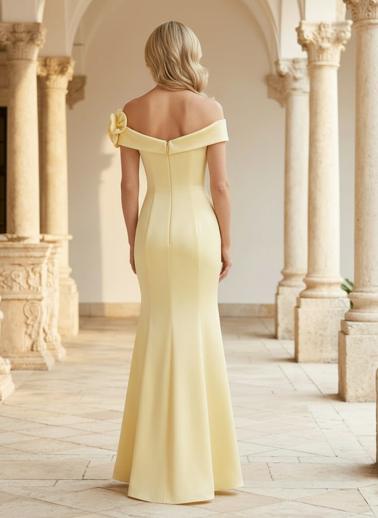 Chiffon Mermaid Off Shoulder Mother of the Bride Dresses with 3D Flowers