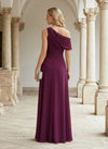 Chiffon A-Line One Shoulder Mother of the Bride Dresses with Lace Applique