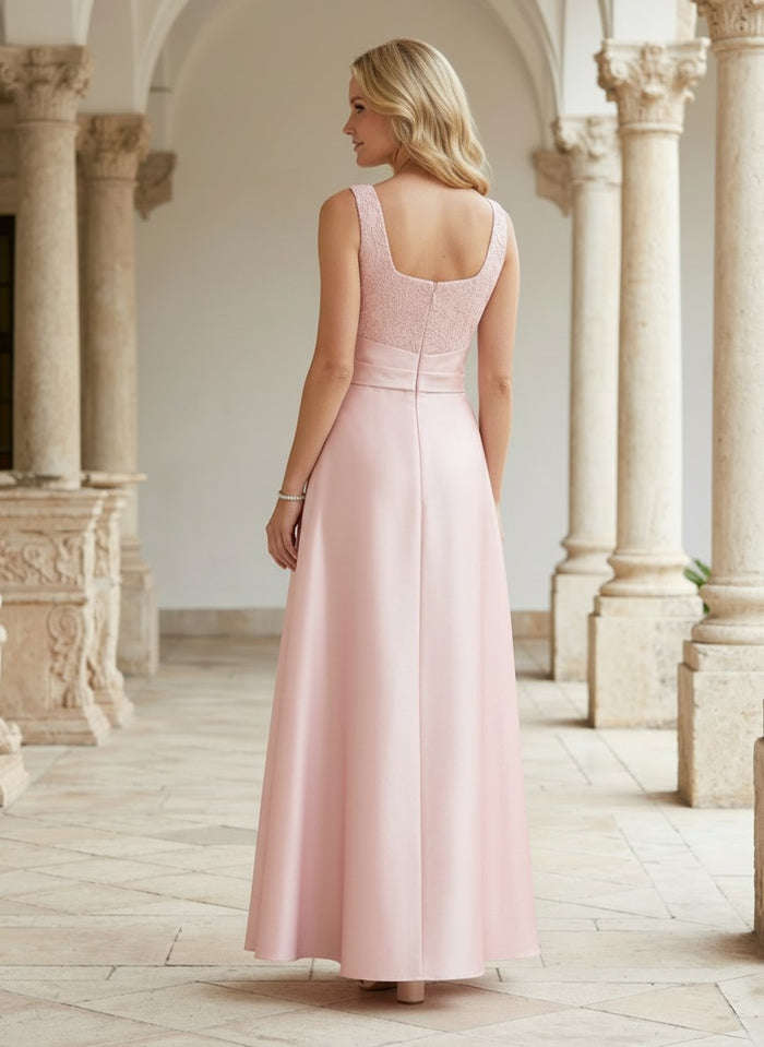 Chiffon A-Line Square Neck Mother of the Bride Dresses with Lace Applique