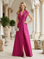 Chiffon A-Line V Neck Mother of the Bride Dresses with Slit