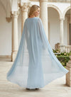 Chiffon Mermaid Crew Neck Mother of the Bride Dresses with Caps