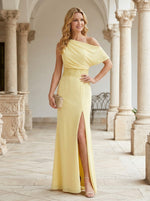 Chiffon Mermaid One Shoulder Mother of the Bride Dresses with Lace Applique