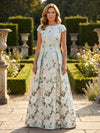 Satin A-Line Crew Neck Mother of the Bride Dresses with Floral Print