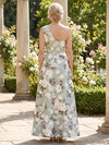 Satin A-Line One Shoulder Mother of the Bride Dresses with Floral Print