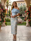 Jacquard Sheath One Shoulder Mother of the Bride Dresses with Slit