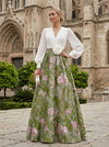 Jacquard A-Line V Neck Mother of the Bride Dresses with Pleated