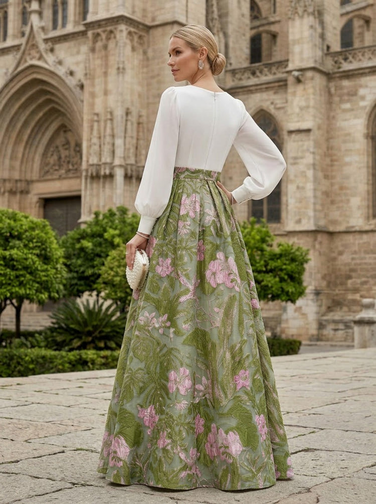 Jacquard A-Line V Neck Mother of the Bride Dresses with Pleated