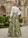 Jacquard A-Line V Neck Mother of the Bride Dresses with Pleated