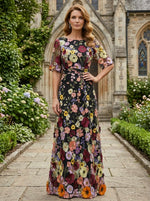 Tulle A-Line Crew Neck Mother of the Bride Dresses with 3D Flowers