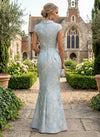 Jacquard Mermaid V Neck Mother of the Bride Dresses with Side Slit