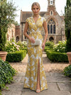 Jacquard Mermaid V Neck Mother of the Bride Dresses with Side Slit