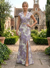 Jacquard Mermaid V Neck Mother of the Bride Dresses with Side Slit