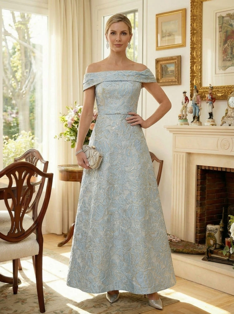 Jacquard A-Line Off Shoulder Mother of the Bride Dresses with Simple