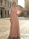 Tulle A-Line V Neck Mother of the Bride Dresses with Floral Embroidery