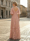 Tulle A-Line V Neck Mother of the Bride Dresses with Floral Embroidery