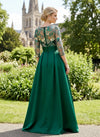 Satin A-Line V Neck Mother of the Bride Dresses with Sequin Embroidery