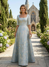 Jacquard A-Line Square Neck Mother of the Bride Dresses with Simple