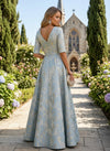 Jacquard A-Line Square Neck Mother of the Bride Dresses with Simple