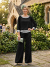 Chiffon Pantsuit Crew Neck Mother of the Bride Pantsuits with Sequin