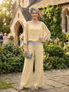Chiffon Pantsuit Crew Neck Mother of the Bride Pantsuits with Sequin