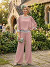 Chiffon Pantsuit Crew Neck Mother of the Bride Pantsuits with Sequin
