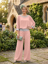 Chiffon Pantsuit Crew Neck Mother of the Bride Pantsuits with Sequin