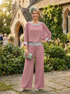 Chiffon Pantsuit Crew Neck Mother of the Bride Pantsuits with Sequin