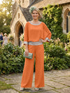 Chiffon Pantsuit Crew Neck Mother of the Bride Pantsuits with Sequin