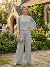 Chiffon Pantsuit Crew Neck Mother of the Bride Pantsuits with Sequin