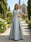 Jacquard A-Line V Neck Mother of the Bride Dresses with Pleated