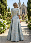 Jacquard A-Line V Neck Mother of the Bride Dresses with Pleated