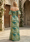 Jacquard Mermaid Off Shoulder Mother of the Bride Dresses with Side Slit