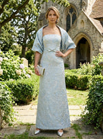 Jacquard A-Line Strapless Mother of the Bride Dresses with Jacket