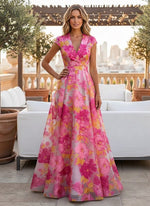 Jacquard A-Line V Neck Mother of the Bride Dresses with Pleated